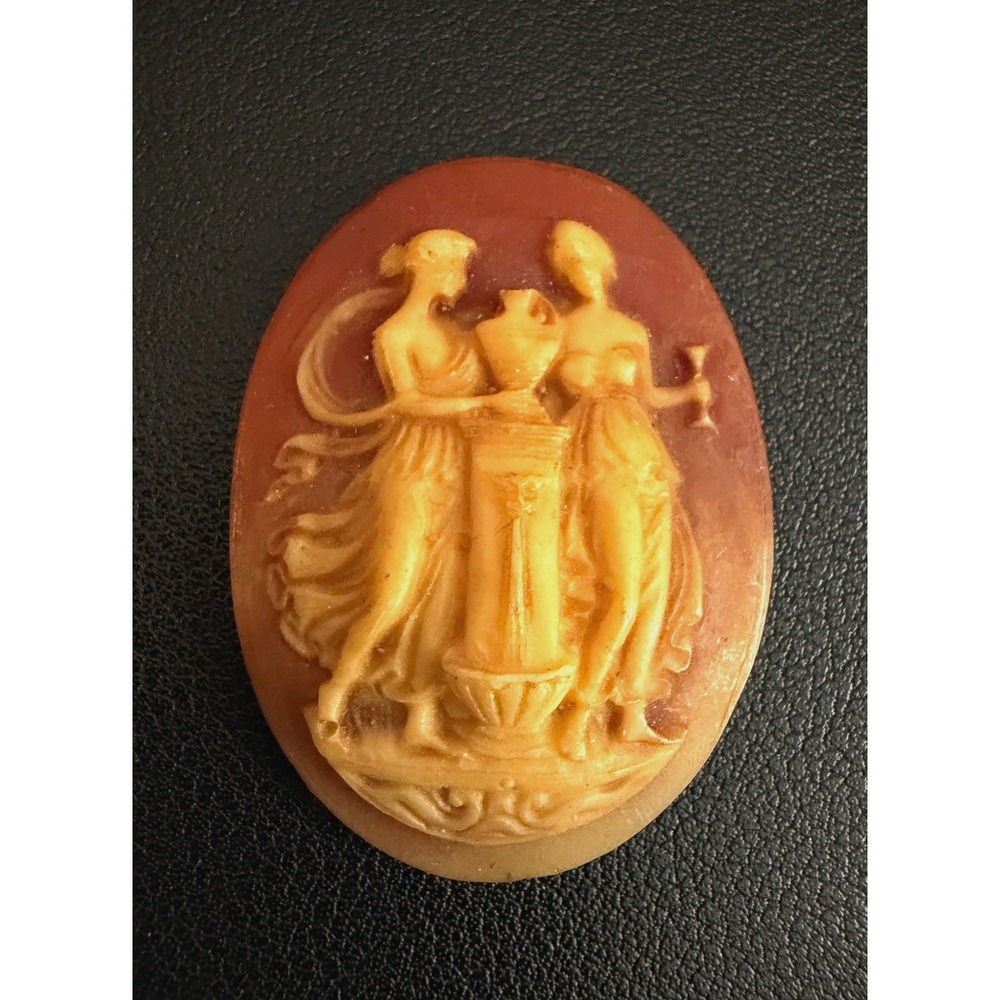 Cameo Resin Classical Two Women Urn Unmounted Cabochon